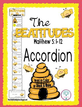 Bible Fun For Kids: The Beatitudes: Bee-Attitudes Bulletin Board & More! Beattitudes Bulletin Board, The Beatitudes Craft, Beatitudes Coloring Pages Free Printable, Bee Attitudes Craft, The Beatitudes Printable, Beatitudes Craft, Sermon On The Mount Craft For Kids, Beatitudes For Kids Free Printable, Beattitudes Lesson For Kids