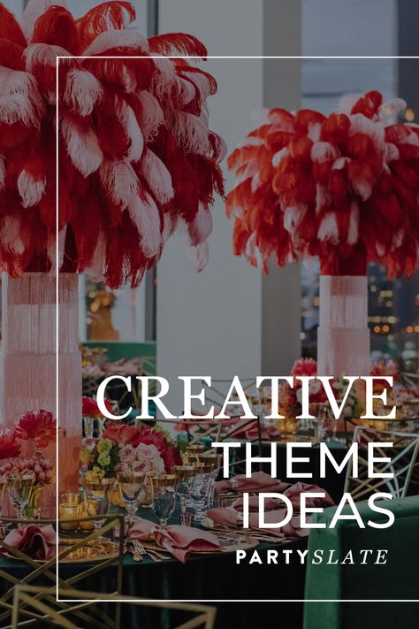 Every party needs a creative theme. Our theme guide breaks down the most unique themes that your friends haven't seen before, plus inspiration from real parties. Theme For Decoration, Themes For Anniversary Parties, Italian Gala Theme, Small Party Themes, Art Gala Ideas, Avant Garde Party Theme, Beauty Pageant Party Theme, Crazy In Love Party Theme, Different Party Themes For Adults