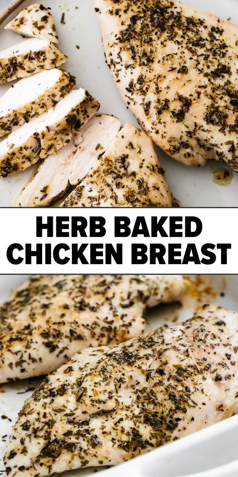 Herb baked chicken breast recipe Baked Herb Chicken Recipes, Herbed Chicken Breast, Herbed Baked Chicken, Garlic Herb Chicken Breast, Italian Baked Chicken Breast, Chicken Breast In Oven, Herb Baked Chicken, Italian Herb Chicken, Bake Chicken Breast