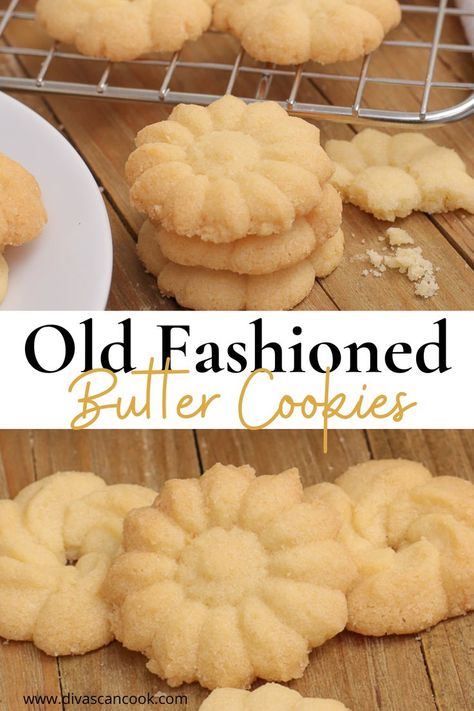 Buttery, crispy, melt-in-your-mouth goodness! Nothing like old-fashioned butter cookies! Betcha can’t eat just one!