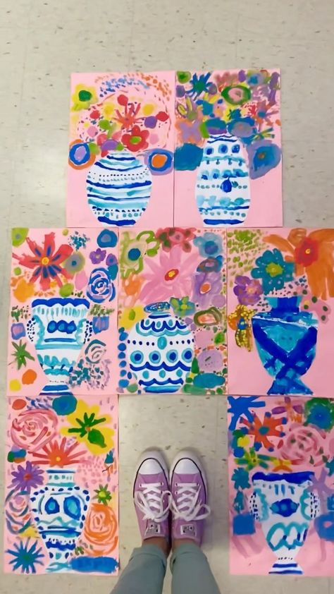 Elementary Community Art Projects, Spring Time Art Projects, Art Ideas For 1st Grade, Back To School Artwork, Hispanic Art Projects For Kids, Ks2 Art Club Ideas, One Hour Art Projects, Summer Artwork For Kids, Ks1 Art Ideas