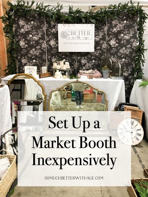 How To Set Up A Booth At A Craft Fair, Vintage Craft Fair Booth Displays, Vintage Market Table Display, Permanent Booth Display, Small Craft Show Display, One Table Booth Set Up, How To Make Your Vendor Booth Stand Out, Craft Show Booth Set Up, Small Vintage Booth Display