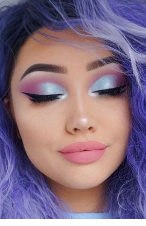 Purple Makeup Looks, Rainbow Eye Makeup, Make Up Designs, Pink Eye Makeup, Dramatic Eye Makeup, Easter Makeup, Make Up Inspiration, Rainbow Makeup, Purple Makeup