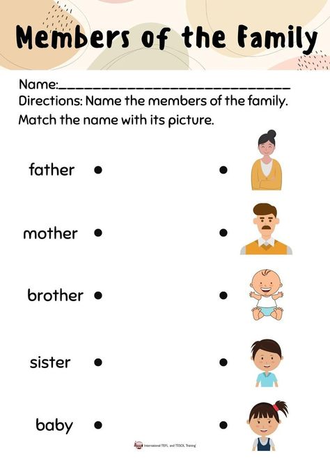 Esl Family Members Activities, Family Esl Activities, My Family Kindergarten Activities, Members Of The Family Worksheet For Kids, Family Worksheets For Kids Kindergarten, Family Worksheet For Kindergarten, Family Kindergarten Activities, Family Members Worksheet For Kids, My Family Worksheets For Kids