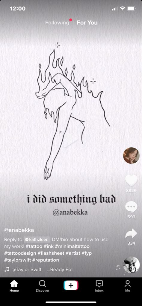 all credit to @ anabekka on tiktok, NOT MY DESIGN Blondie Tattoo, I Did Something Bad, Tiny Tattoo Ideas, Taylor Swift Tattoo, Simple Sketches, Bad Tattoos, Tiny Tattoo, Tattoo Me, Something Bad