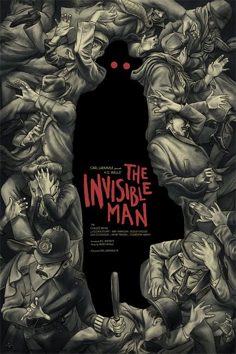 The Invisible Man Poster, Gestalt Poster, The Invisible Man Book, Comic Book Cover Art, Mondo Posters, Poster Grafico, The Invisible Man, Poster Graphic Design, 동화 삽화