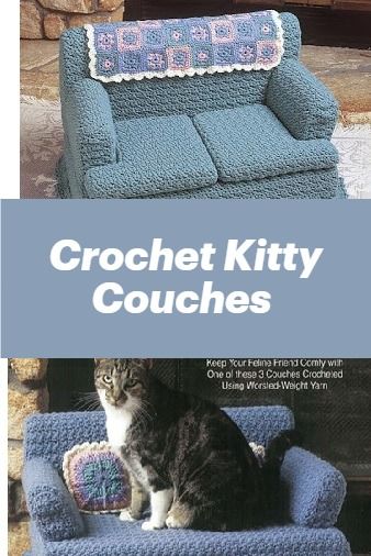 Kitty Couch, Crochet For Pets, Crochet Pets, Crochet Cat Bed, Crochet Cat Toys, Cat Couch, Crochet Pet, Crochet Magazine, Cat Beds