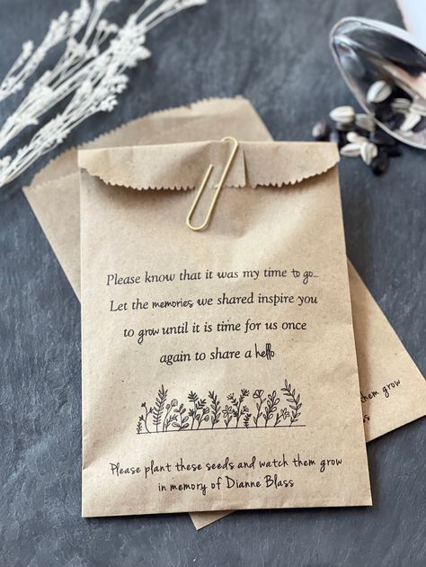 Celebration Of Life Favors, Memorial Service Decorations, Celebration Of Life Memorial Ideas, Memorial Favors, Memorial Ideas, Altered Art Projects, In Memory Of Dad, Guest Gifts, Wildflower Seeds