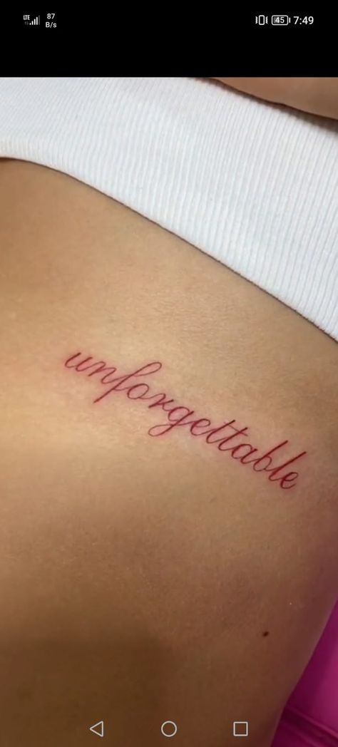 Stay Humble Tattoo For Women, Small Name Tattoos On Chest, All Things Go Tattoo, Red Tattoo On Thigh, Girly Quote Tattoos, Tattoo Ideas Female Chest Side, Luck You Tattoo, Small Tattoo Ideas Words, Extra Small Tattoos