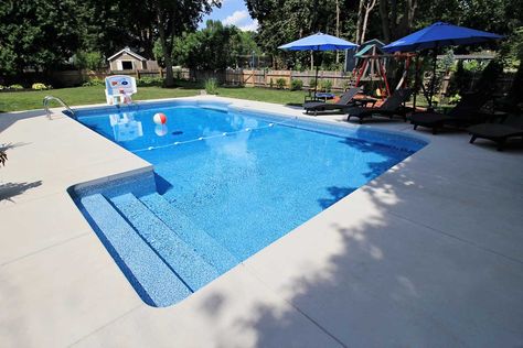 Cannon Pools and Spas - Photo Gallery L Shaped Pool, In Ground Pool Ideas, Pool Rectangle, Swimming Pool Cost, Tanning Ledge Pool, Inground Pool Designs, Swimming Pool Pictures, Inground Pool Landscaping, In Ground Pool