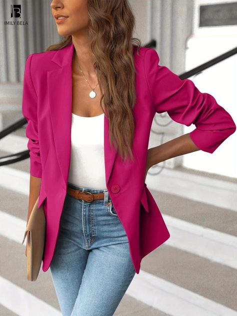 Preppy Jeans, Work Closet, Business Casual Blazer, Blazer Casual, Work Blazer, Plus Size Blazer, Work Flow, Lapel Blazer, Corporate Outfits