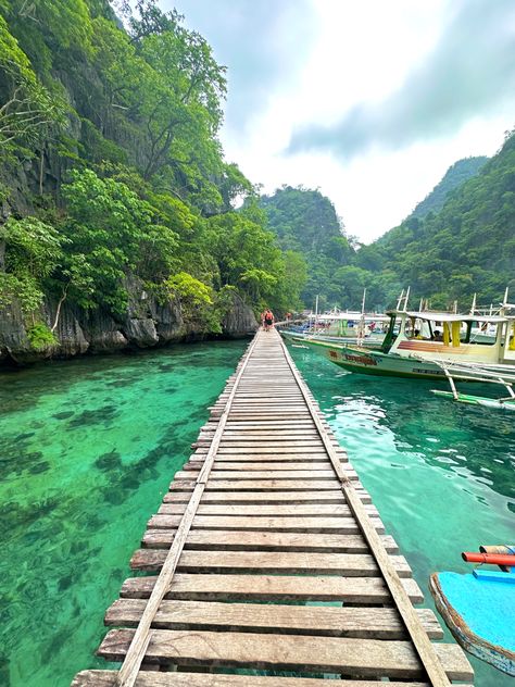 El Nido in Palawan philipines Filipijnen met een goals uitzicht licht water en brug waar je in een lake kon zwemmen en mooie boten zag Palawan Island Aesthetic, Travel Philippines Aesthetic, Palawan Philippines Aesthetic, Phillipines Travel Aesthetic, El Nido Palawan Aesthetic, Philippines Province Aesthetic, The Philippines Aesthetic, Phillipines Aesthetic, Manila Philippines Aesthetic