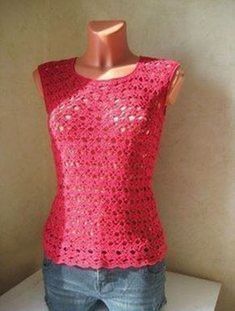 au crochet une belle tunique estivale : Blouse Au Crochet, Tunic Tops Pattern, Crochet Apparel, Gilet Crochet, Crochet Couture, Sleeveless Tunic Tops, Crochet Ladies Tops, Summer Tunics, Short Women Fashion