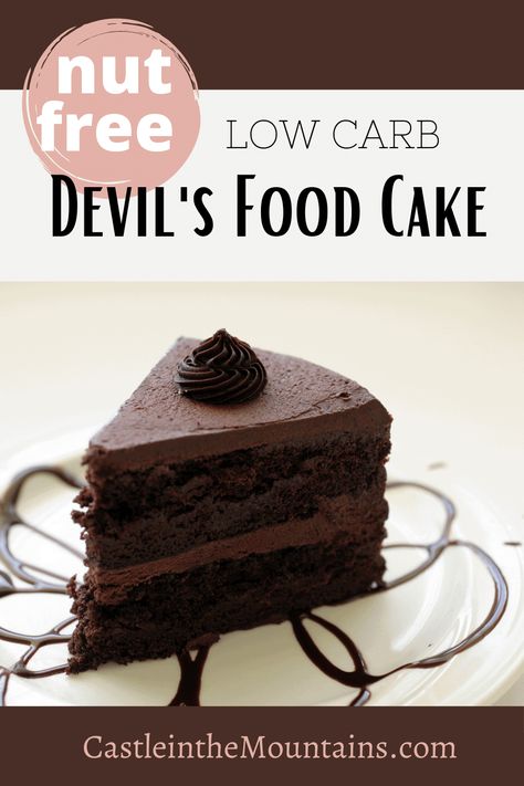 Low Carb Low Sugar Desserts, Nut Free Keto, Low Carb Chocolate Cake, Devil's Food Cake, Low Sugar Desserts, Keto Cakes, Frosting Recipes Easy, Dark Chocolate Cake, Keto Chocolate Cake