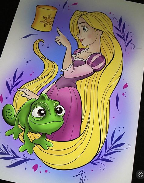 Tangled Rapunzel Drawing, Painting Ideas Rapunzel, Rapunzel Painting, Tangled Drawings, Shrek Painting, Rupunzle Paintings, Repunzal Tangled Aesthetic Painting, Rapunzel Drawing Painting, Rapunzel Watercolor Art