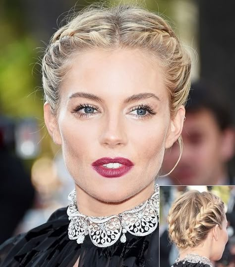 Sienna Miller Hair, Hairstyles For Gowns, Short Hair Braids, Berry Lips, Long Box Braids, Double Braid, Perfect Beauty, Faux Hawk, Sienna Miller