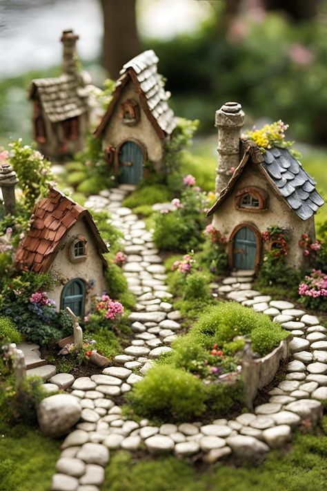 Diy Fairy House Ideas Outdoors, Small Fairy Garden Ideas Diy, Minature Gardens Fairy, Diy Fairy Garden Ideas Homemade How To Make Tree Houses, Outdoor Fairy Garden Diy, Diy Fairy House Ideas, Fairy Village Ideas, Diy Fairies, Fun Garden Projects