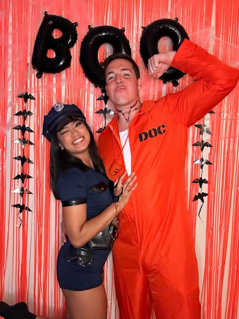 Police Officer And Prisoner Costume, Cops And Robbers Costume Couple, Cop And Robber Costume Couple, Cop And Prisoner Costumes Couples, Halloween For Couples, Cops And Prisoner Costume, Cops And Robbers Costume, Robber Fancy Dress, Cops And Robbers Party