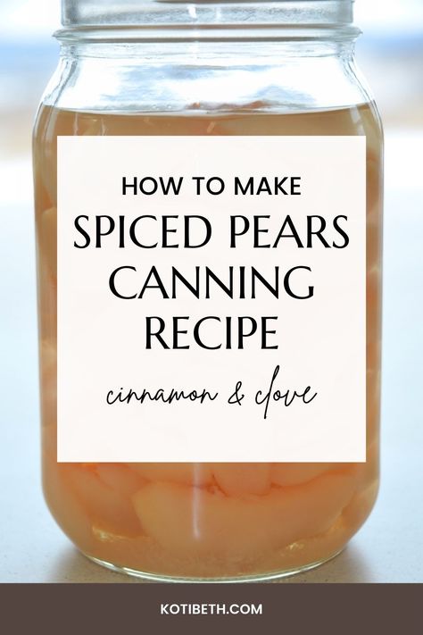 How to make spiced pears for canning. Canning pears recipes like this are easy to make in a water bath canner. Get recipes easy for spiced pears canning with cinnamon sticks and whole cloves and real vanilla extract. These spiced pears canned are in light syrup so they have less sugar. This is a unique recipe and a great way to preserve pears for the winter. Spiced Pear Jam Recipe, Spiced Pear Jam, Pear Jam Recipe, Canning Pears, Canning Jam Recipes, Pear Butter, Canned Pears, Canning Jams, Canning 101