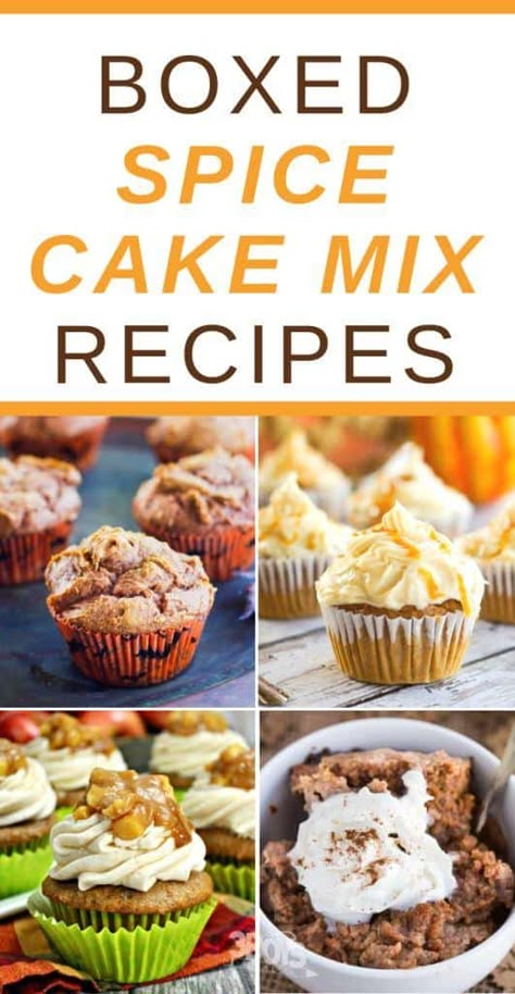 Pumpkin Apple Spice Cake, Box Spice Cake Recipes Ideas, Things To Make With Spice Cake, Pumpkin Spice Cake Mix Dessert, Fall Box Cake Recipes, Box Spice Cake Mix Ideas Pumpkin, Recipes With Boxed Spice Cake, What To Make With Box Spice Cake, Spice Cake Mix Desserts Easy