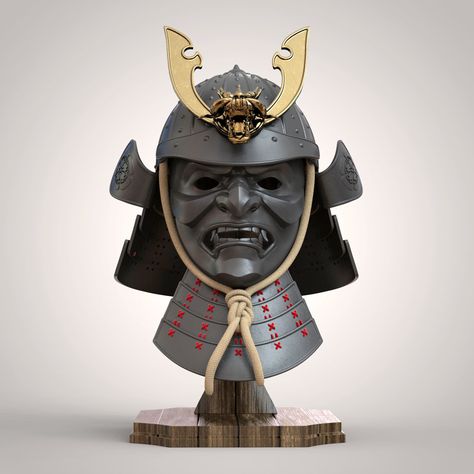 Samurai Kabuto, Mascara Oni, Japanese Hannya Mask, Kabuto Helmet, Samurai Concept, Japanese Art Samurai, Samurai Mask, Samurai Helmet, Cyberpunk Design