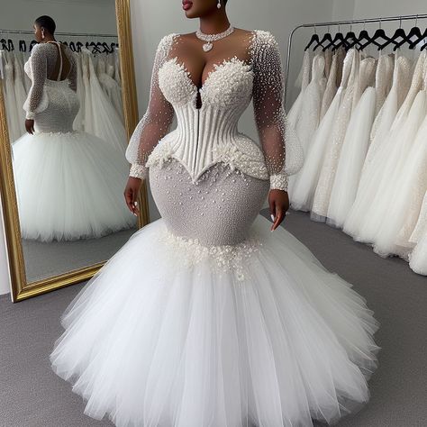 Nanice Weddings | Wedding dresses in Accra | STATEMENT PIECES! Luxury zone only!!!🌟 #bridalmagic💕🥰❤️ 🥳To custom and recreate any of these designs in reality contact our team of able… | Instagram Elegant Vintage Wedding Dress, White Wedding Decorations, Plus Wedding Dresses, Brides Dress, White Elegance, Dinner Dress Classy, Pnina Tornai, Fancy Wedding Dresses, Fancy Wedding