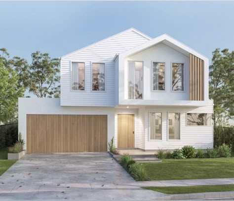 Scandi Beach House Exterior, Scandi House Facade, Scandi Home Exterior, Cladding And Render Facade, Scandanavian House Exteriors, Scandi Facade, Modern Coastal Home Exterior, Modern Coastal Exterior, Coastal Townhouse