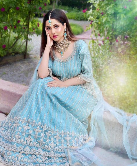 Pakistani Actress Pics, Minahil Ali Wattoo, Blue Dress For Women, Monsoon Fashion, Rose Gold Hair Blonde, Dress For Women Wedding, Blue Dresses For Women, Sky Blue Dress, Attitude Girl