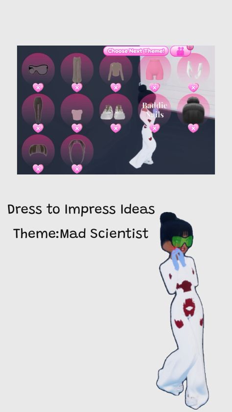 Theme was Mad Scientist. Roblox Code, Mad Scientist, Roblox Codes, Dress To Impress, Outfit Ideas