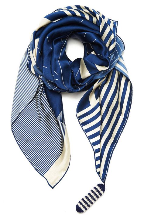 Styles For Summer, Scarf Photography, Nautical Outfits, Nautical Stripes, Fashion Articles, Striped Scarves, Summer Scarves, Nautical Fashion, Scarf Design