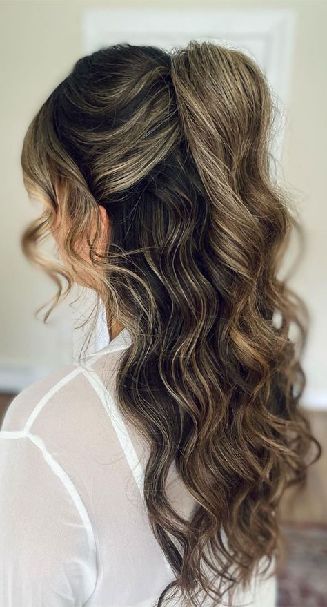 Half up half down hairstyles Archives - Fabmood | Wedding Colors, Wedding Themes, Wedding color palettes Aries Hair, Formal Hair And Makeup, Waterfall Braid With Curls, Easy Curled Hairstyles, Curled Prom Hair, Japanese Living Rooms, Up Wedding Hair, Waterfall Braid Hairstyle, Bridesmaid Hair Inspo