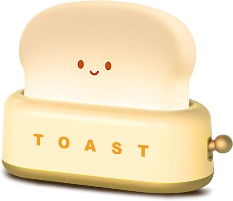 QANYI Small Table Lamp, Cute Toast Bread LED Bedroom Nightstand Light with Timer and Rechargeable, Cool Birthday Gift for Baby Kids Children Girls Boys - Amazon.com Cute Toast, Low Bookshelves, Lamp Cute, Cute Bread, Cute Desk Decor, Headboard With Shelves, Led Bedroom, Nightstand Light, Simple Lamp