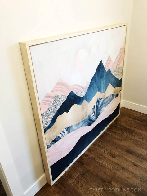 Do you want a large piece of art without the hefty price tag? Check out this DIY tutorial to see exactly how you too can make and frame your own large wall art without having to spend a fortune. Wall art | wall tapestry | framed canvas | oversized art | budget decorating #diy #diytutorial #diyart #thistimeofmine How To Frame A Tapestry, Framed Tapestry Wall Art, Diy Office Art, Large Wall Tapestry, Wallpaper Canvas, Wall Art Images, Diy Tapestry, Large Modern Wall Art, Kid Bedroom