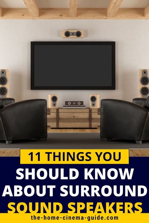 Installing surround sound speakers in your room is a must for any home theater. But it does make things more complicated. Get answers to some common questions in this Q & A. #speakers #surroundsound #hometheater Surround Sound Speakers Hide, Home Audio System Ideas, Surround Sound Living Room, Audio Room Design, Surround Sound Ideas, Audio Visual Room, Room Design Vintage, Living Room Speakers, Sound Setup