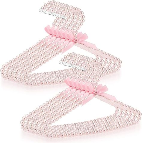 Amazon.com: 12 Pieces Pearl Beaded Clothes Hanger Mini Small Pearl Clothes Hangers Pearl Beads Metal Elegant Clothes Hangers with Ribbon Standard Hangers for Kids Baby Children Pet Cat Dog Clothes (Pink) : Home & Kitchen Pearl Hangers, Cute Hangers, Pearl Clothes, Beaded Clothes, Pearl Hanger, Pink Hangers, Baby Hanger, Beads Clothes, Mini Clothes