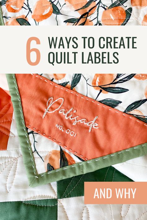 How to Create Quilt Labels (6 Easy Ideas) Machine Embroidered Quilt Labels, Embroidered Quilt Labels, Story Quilt, Backing A Quilt, Quilted Gifts, Cute Quilts, Embroidered Quilts, Quilt Labels, Quilt Binding