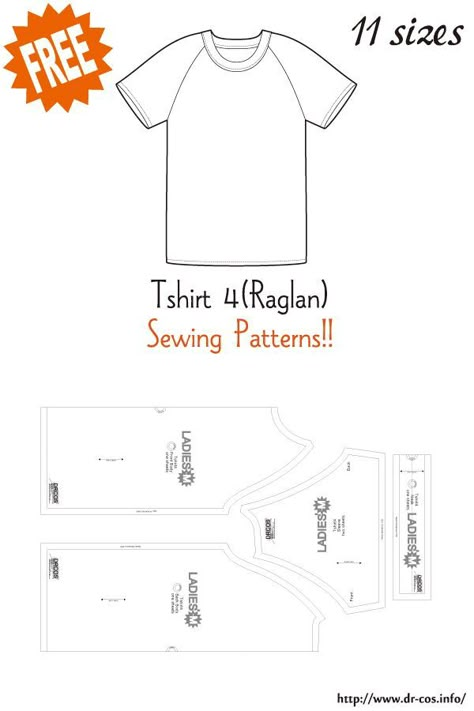 Mens Tshirt Pattern Sewing, Raglan Shirt Pattern Free, Raglan Tshirt Pattern, Mens Clothes Patterns, T Shirt Pattern Sewing, T Shirt Pattern Free, Shirt Pattern Free, Basic Shirts Pattern, Raglan Pattern