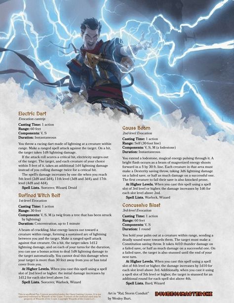 Tempest (Storm Spells) Evocation Magic, Lightning Wizard, Dnd Homebrew Spells, Spells Dnd, Lightning Spell, 5e Spells, Homebrew Spells, Spell Ideas, Tempest Storm