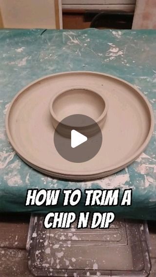 Mark Luton - Potter on Instagram: "If I were to just trim a chip n dip by placing it on the wheel head, the outer rim would sag. I could have made a chuck, but this tin was an easy substitute. 

#pottery #ceramics #potterylife #clay #potterylove #pottery_videos #chipndip #turning #trimming" Pottery Rim Ideas, Pottery Turning, Chip And Dip Pottery, Trimming Pottery, Ceramic Videos, Chip And Dip, Pottery Videos, Pottery Ceramics, Dip