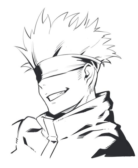 Gojo Satoru Coloring Pages, Gojo Coloring Page, Jujutsu Kaisen Coloring Page, Jjk Coloring Pages, Gojo Black And White, Gojo Satoru Drawing, Gojo Black, Pen Vector, Tattoo Gato