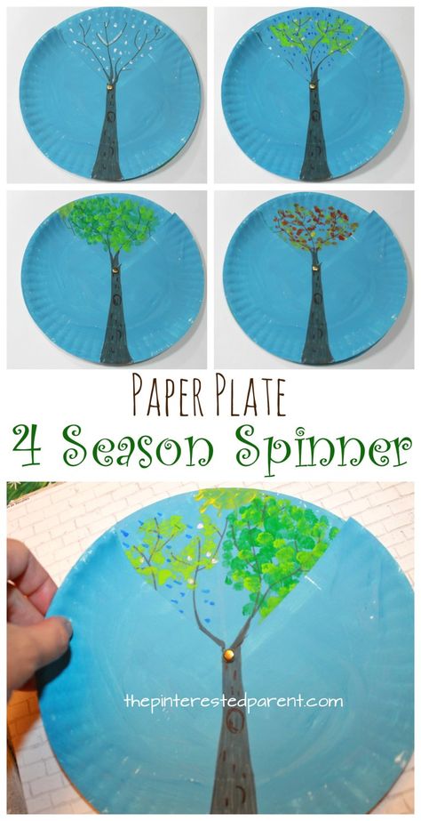 Paper plate four season spinner. Winter, spring, summer and fall trees. arts and crafts for kids. Plate Crafts For Kids, Paper Plate Crafts For Kids, Gratis Printables, Fall Trees, Arts And Crafts House, Spring Crafts For Kids, Fun Arts And Crafts, Paper Plate Crafts, Plate Crafts