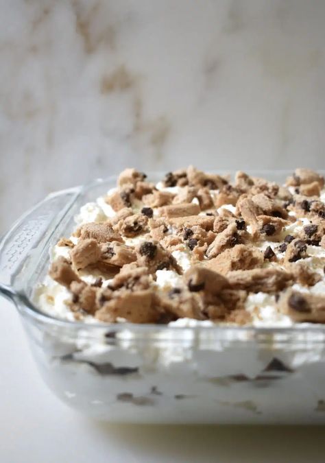 Milk and Cookies Dessert Recipe - Plan to Eat Chips Ahoy Dessert Cool Whip, Cookie And Cool Whip Dessert, Cookies And Milk Dessert, Cookie Whipped Cream Dessert, Cookie Fluff Dessert, Milk And Cookies Dessert, Chips Ahoy Dessert, Pudding And Cool Whip Dessert, Chocolate Chip Cookie Delight