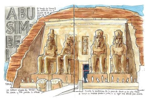 Architecture Journal, Interior Design History, Abu Simbel, Travel Art Journal, Watercolor Paintings Nature, Travel Sketchbook, Architecture Design Sketch, Environmental Graphic Design, Architecture Building Design