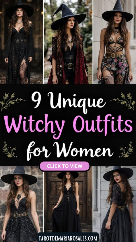 Discover 9 unique outfits that blend mystique and chic, perfect for women who embrace a witchy aesthetic. From bohemian vibes to gothic touches, these style ideas will help you express your love for magic and fashion. Get inspired and elevate your enchanting look to the next level! ✨🖤 New Orleans Witch Outfit, Witchy Festival Outfit, Eclectic Witch Outfit, Witchy Work Outfit, Spiritual Witch Aesthetic, Modern Witch Outfit Aesthetic, Witchy Fashion Modern Witch, Earth Witch Outfit, Witchy Style Modern Witch