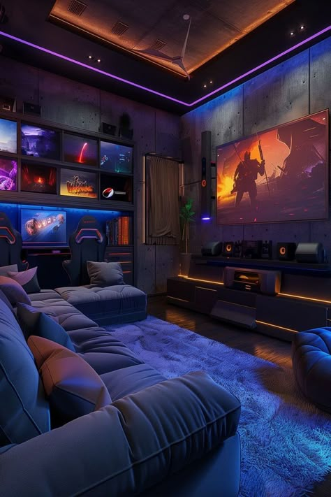 Small Theater Room, Small Theatre Room Ideas, Theatre Room Ideas, Apartemen Studio, Games Room Inspiration, Small Game Rooms, Home Theater Room Design, Theater Room Design, Home Cinema Room