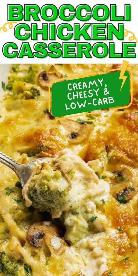 30-minute Cheesy Broccoli Chicken Casserole is creamy, cheesy, low-carb & perfect for busy weeknights. Leftover Boneless Chicken Recipes, Low Carb Chicken Casseroles For Dinner, Chicken Left Overs, Broccolini Casserole, Small Chicken Casserole Recipes, Leftovers Chicken Recipes, Recipes Using Fresh Broccoli, Leftover Chicken Casserole Recipes Easy, Rotisserie Chicken Recipes With Broccoli