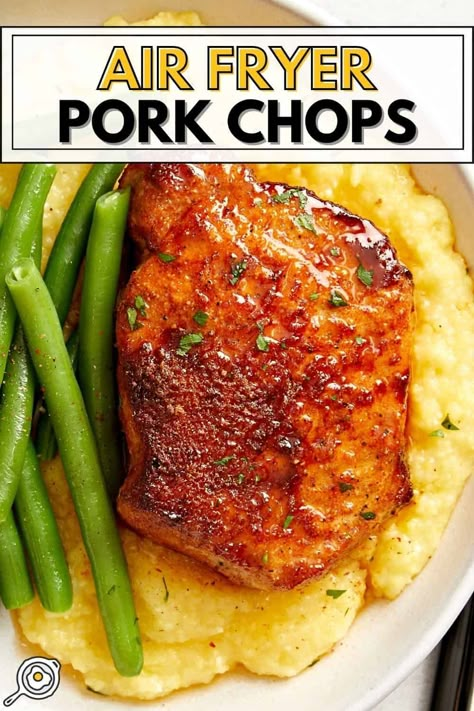 Air Fryer Pork Chops Air Fry Pork Chops, Pork Chops Bone In, Recipes For Air Fryer, Pork Chop Seasoning, Bone In Pork Chops, Pork Dinners, Air Fryer Pork, Air Fryer Pork Chops, Juicy Pork Chops