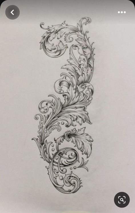 Traditional Filigree Tattoo, Traditional Design Drawing, Filligree Tattoos, Filigree Tattoo Designs, Ornamental Back Tattoo, Glass Tattoo, Filigree Tattoo, Ornamental Design, Bijoux Art Nouveau