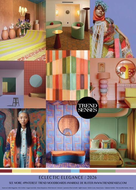 ECLECTIC ELEGANCE // 2026 – Trendsenses - #trend - #trending - #moodboard #2026 #forecasting - #mariekederuiter - 2026 - Sources: Cube Magazine – RAL Farben – Vogue Australia – Alena Stepanova – Rhett Baruch – Dezeen – Lauranne-Elise Schmitt – Sight Unseen – Atelier Luma – Rana Gunes – Tiphaine Verdier – The Socialite Family – Alcova Fashion Forecast 2025/2026, 2025 Trending Colors, Fashion Designer Studio Ideas, Spring Summer 2026 Fashion Trends, Ss26 Print Trends, 2026 Trend Forecast, 2026 Color Trends, Ss25 Fashion Trend Forecast, 2025 Trends Forecast