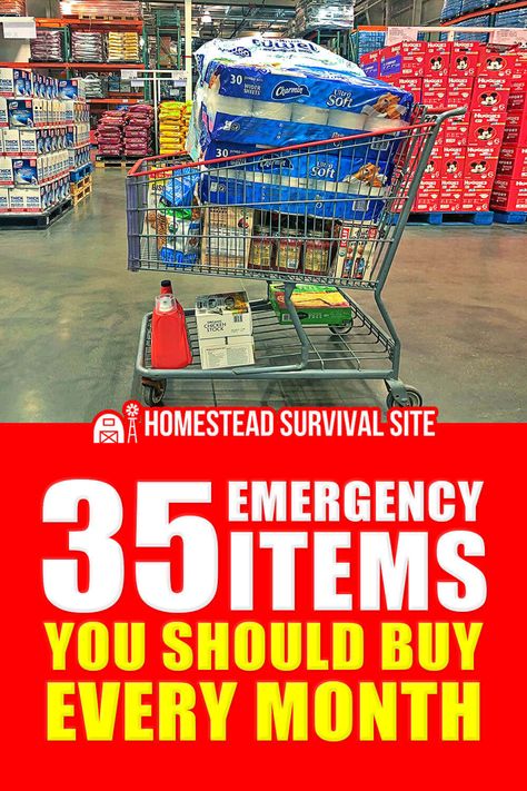 Are you prepared for an emergency? Emergencies can happen anytime and anywhere, but with the right items, you can make sure you stay safe during a crisis. In this article, we'll cover the 35 essential items you should buy every month to help keep you and your family safe. From medical supplies to food rations, these are the items you need in your emergency kit. Read on to find out what you should be stocking up on today! Stocking Up For Emergencies, Prepper Medical Supplies, Stocking Up On Food For Emergencies, How To Prepare For Ww3, Emergency Preparedness Gifts, Emergency Items For Home, Basic Prepping Supplies, Preparing For Emergencies, Stock Up For Emergency